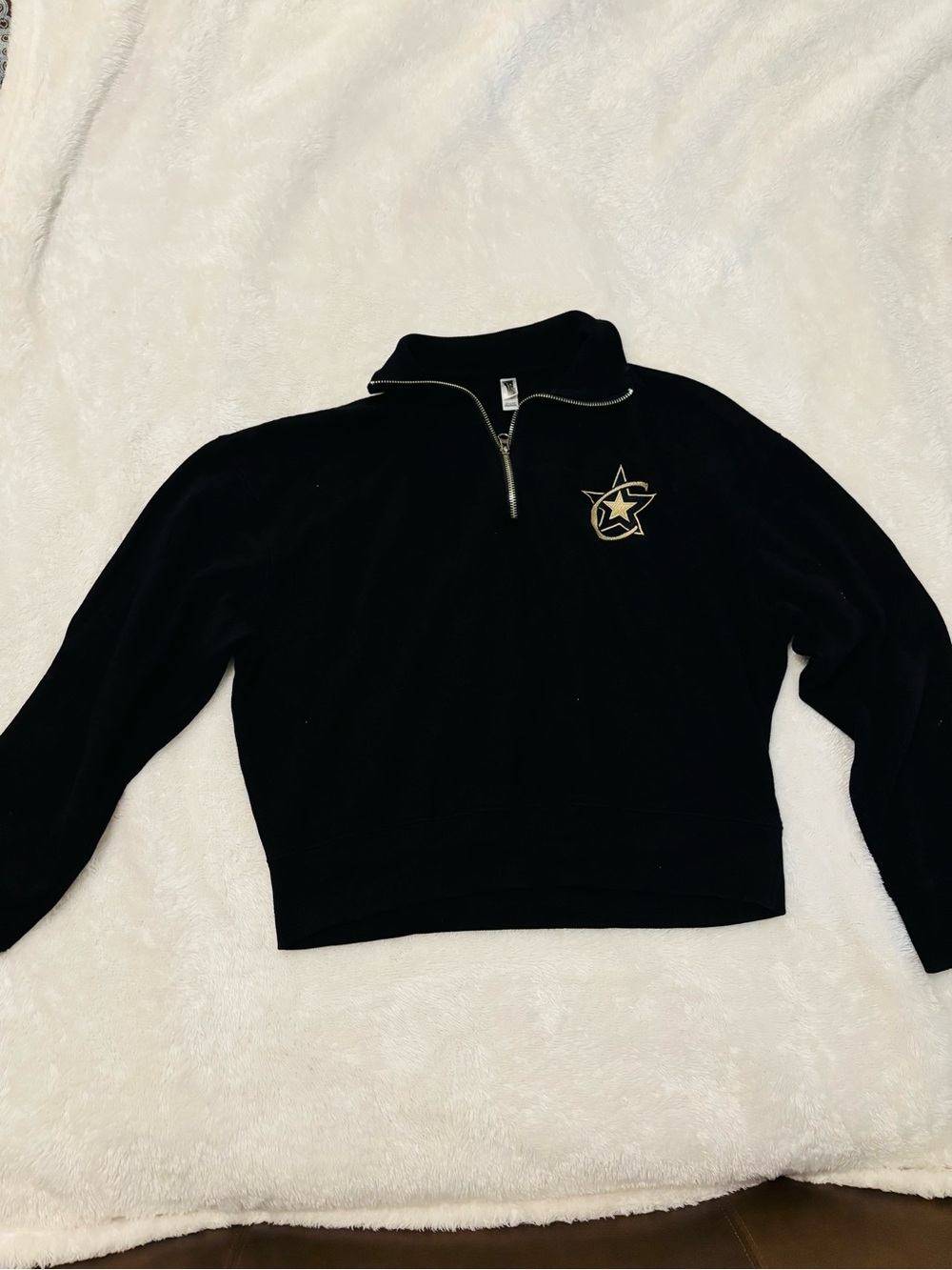 Women's Black Half-Zip Pullover with Star Crest